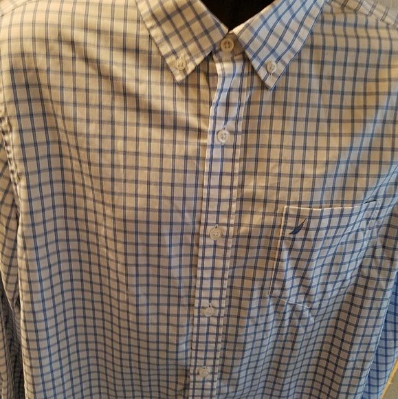 Men's long sleeve Nautica shirt white and blue str - Picture 1 of 2